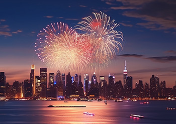 fireworks in the sky of New York City